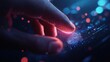 © Justlight - The moment of interaction between a finger and a fingerprint reader showcasing the sensors embedded technology with a blurred background emphasizing the simplicity and efficiency of