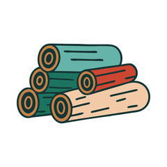 Poster - Camping gear rolled firewood icon