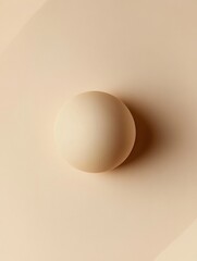 Fototapete - Smooth beige egg resting on a minimalist background creating a soft shadow effect. Generative AI
