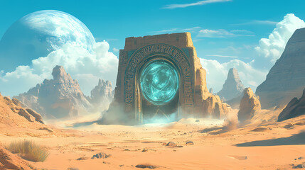 Wall Mural - mysterious portal desert landscape