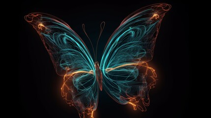 Wall Mural - colorful digital butterfly design with glowing elements on a dark background showcasing artistic cre