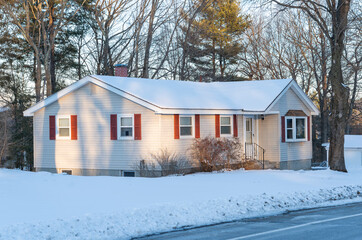 Wall Mural - residential house exterior after snow storm