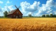 © Ika - Sunny Farmhouse Windmill Field Scene