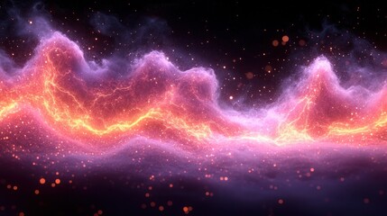abstract fiery energy waves in cosmic nebula