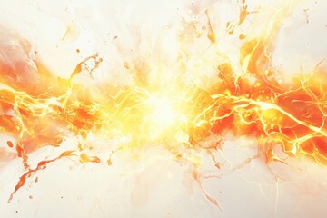 Wall Mural - Abstract orange and yellow energy explosion effect on white