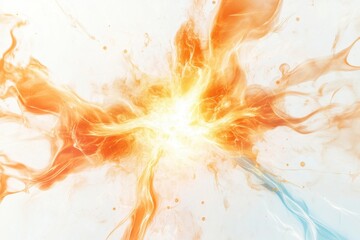 Wall Mural - Abstract depiction of an explosion with orange and blue hues