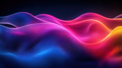 Wall Mural - Abstract waves of glowing particles in vibrant colors against a dark background