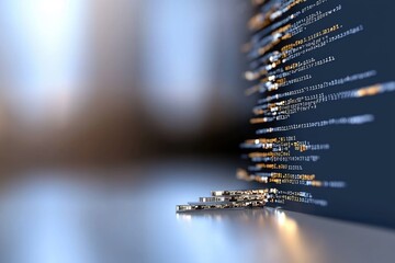 Digital matrix: creative wallpaper displaying lines of computer code, blending technology, design, evoking essence of modern programming, intricate world behind digital systems.