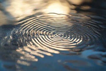 Canvas Print - Ripples expand outwards in a pool of reflective water