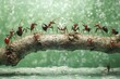 © alva studio - Ants carrying a white insect across a branch