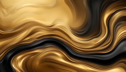 Wall Mural - Luxurious Golden Swirls with Deep Black Accents, An Elegant Abstract