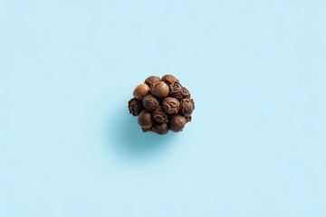 Wall Mural - Small pile of black peppercorns on light blue background