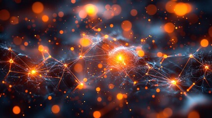 Abstract Network Glowing Orange And Blue Connections