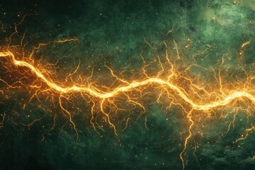 Wall Mural - Electrical discharge generates a bright yellow current through the background