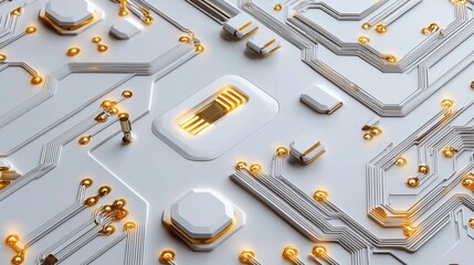 Aufkleber - A computer chip is shown in a close up with a lot of gold and white