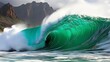© Anugrah - Ocean wave, mountains background, Hawaii