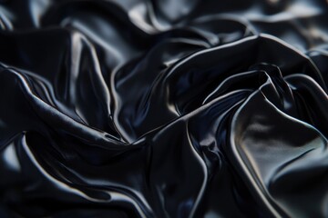 Wall Mural - luxurious black satin fabric texture with smooth, glossy finish
