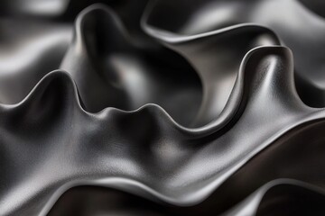 Wall Mural - abstract close-up of black curved fabric with subtle texture and depth