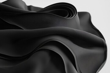 Wall Mural - elegant black fabric flowing in soft curves and textures