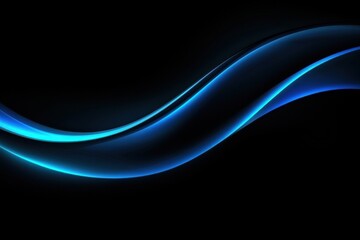 Wall Mural - Abstract Light Wave on Black Background with Blue Gradient Flow