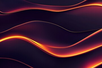 Wall Mural - abstract waves with glowing orange and gold highlights on dark background