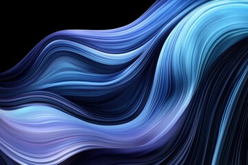 Wall Mural - Abstract Colorful Waves in Blue and Purple Hues on Black Background