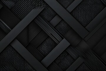 Sticker - Textured Black Weave Pattern with Layers and Depth for Backgrounds