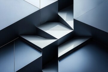 Wall Mural - abstract geometric shapes and textures in shades of blue and gray