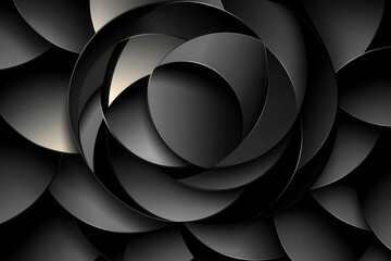 Wall Mural - abstract black and gray circular design with layered depth effects