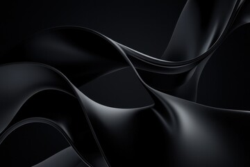 Wall Mural - elegant flowing black fabric abstract design on dark background