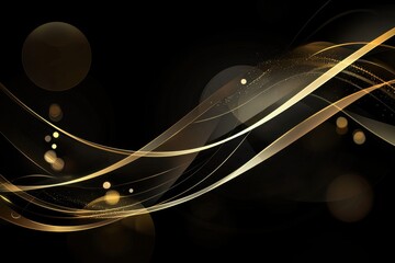 Wall Mural - elegant abstract gold waves with bokeh effect on black background