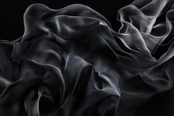 Wall Mural - elegant fluid black material drapery with soft texture and flow