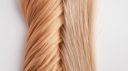 Aufkleber - Comparison of a healthy smooth hair strand and a brittle damaged hair strand highlighting key differences in texture and appearance. Generative AI