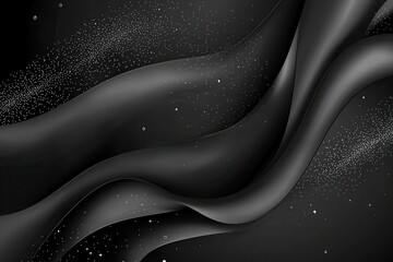 Wall Mural - elegant black silk waves with sparkling accents in dark background