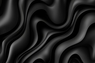 Wall Mural - abstract black waves with smooth curves and textured patterns