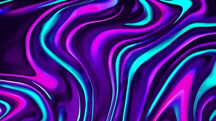 Poster - Abstract wavy neon liquid pattern, vibrant purple and blue colors. Modern art and digital background design concept