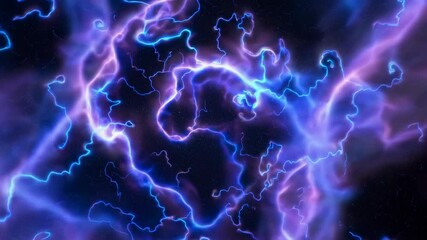 Poster - Electric blue energy waves on dark background, abstract movement. Cosmic and futuristic concept
