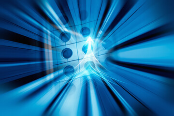 Leinwandbilder - Description:
Abstract concept of business growth in Hong Kong. Dynamic blue lines suggest forward motion and progress in a modern, abstract setting.

Keywords: