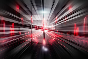 Fototapete - Hong Kong business concept. Abstract urban scene at night with red light trails creates a dynamic, fast-paced, futuristic feel.
