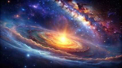 Wall Mural - a celestial tapestry illuminated nebula swirling around a glowing planetary core, embracing cosmic d