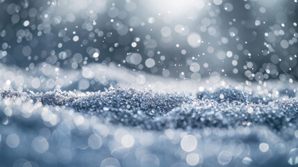 Wall Mural - close up view of shimmering water droplets on surface, creating dreamy and ethereal atmosphere. soft bokeh effect enhances tranquil beauty of scene