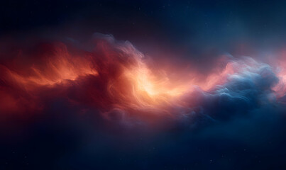 abstract cosmic nebula artwork, vibrant red and blue gaseous clouds swirling in space, stellar backg