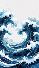 Wall Mural - Abstract Waves and Wind in Motion watercolor in Fantasy & Abstract on plain white background