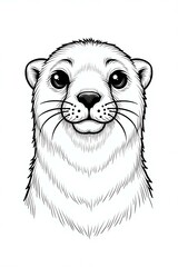 Sticker - stunning illustration of sea lion face drawing layout for coloring sheet