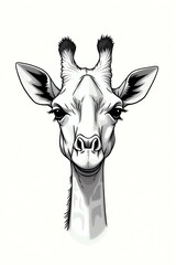 Sticker - stunning illustration of giraffe face drawing layout for coloring sheet