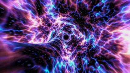 Wall Mural - vibrant cosmic wormhole with purple and blue energy, abstract space concept