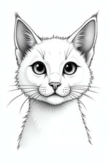 Sticker - stunning illustration of cat face drawing layout for coloring sheet