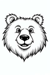 Sticker - stunning illustration of bear face drawing layout for coloring sheet