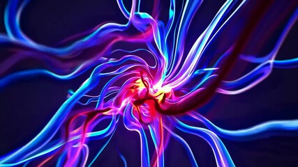 Poster - Abstract vibrant light trails in dark background, dynamic movement concept