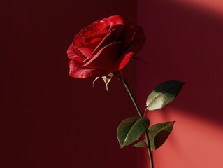 Canvas Print - A vibrant red rose. AI.